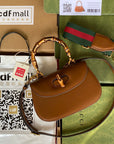 BAMBOO TOP HANDLE BAG 21 IN BROWN CALFSKIN