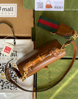 BAMBOO TOP HANDLE BAG 21 IN BROWN CALFSKIN