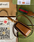 BAMBOO TOP HANDLE BAG 21 IN BROWN CALFSKIN