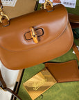 BAMBOO TOP HANDLE BAG 21 IN BROWN CALFSKIN