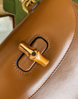 BAMBOO TOP HANDLE BAG 21 IN BROWN CALFSKIN