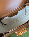 BAMBOO TOP HANDLE BAG 21 IN BROWN CALFSKIN