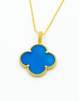 CLOVER GOLD TURQUOISE NECKLACE