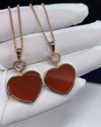 HAPPY HEART CARNELIAN NECKLACE PINK GOLD DIAMOND