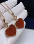 HAPPY HEART CARNELIAN NECKLACE PINK GOLD DIAMOND