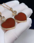 HAPPY HEART CARNELIAN NECKLACE PINK GOLD DIAMOND