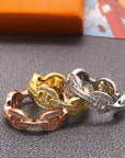 HM CHAINE D'ANCRE ENCHAINEE GOLD RING DIAMONDS