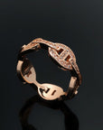 HM CHAINE D'ANCRE ENCHAINEE GOLD RING DIAMONDS