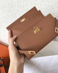 Kelly Long Wallet 20cm Brown Epsom Leather