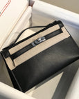 HM KELLY POCHETTE 22CM BLACK SWIFT SILVER HARDWARE