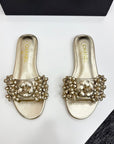 CC 25C Mules Flower Gold Metalic Calfskin