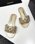 CC 25C Mules Flower Gold Metalic Calfskin