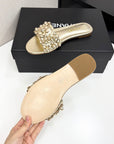 CC 25C Mules Flower Gold Metalic Calfskin