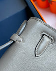 HM Kelly Pochette 22cm Smoke Gray Swift Silver Hardware