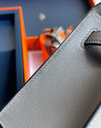 HM Kelly Pochette 22cm Smoke Gray Swift Silver Hardware