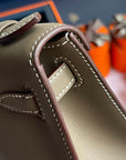 HM Kelly Pochette 22cm Gris Elephant Swift Gold Hardware