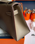 HM Kelly Pochette 22cm Gris Elephant Swift Gold Hardware