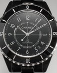 J12 Date Automatic Black Ceramic White Numerals Black Dial Black Steel Hands