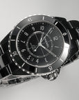 J12 Date Automatic Black Ceramic White Numerals Black Dial Black Steel Hands