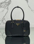 MEDIUM TOP HANDLE BAG 30 IN BLACK NYLON AND CALFSKIN TRIM