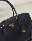 LARGE TOP HANDLE BAG 35 IN BLACK NYLON AND CALFSKIN TRIM