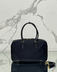 LARGE TOP HANDLE BAG 35 IN BLACK NYLON AND CALFSKIN TRIM