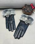 HM Glove In Black Lambskin With Rabbit Fur Lining 353541