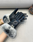 HM Glove In Black Lambskin With Rabbit Fur Lining 353541