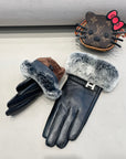 HM Glove In Black Lambskin With Rabbit Fur Lining 353541