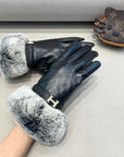 HM Glove In Black Lambskin With Rabbit Fur Lining 353541