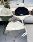 KNIT HAT IN BLACK MIX WHITE WOOL 426270