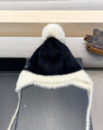KNIT HAT IN BLACK MIX WHITE WOOL 426270