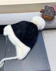 KNIT HAT IN BLACK MIX WHITE WOOL 426270