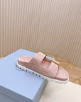 Double Buckle Strap Slides 20 Pink Suede