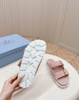 Double Buckle Strap Slides 20 Pink Suede