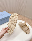 Double Buckle Strap Slides 20 Light Brown Suede