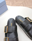 Double Buckle Strap Slides 20 Black Calfskin
