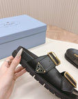 Double Buckle Strap Slides 20 Black Calfskin