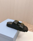 Double Buckle Strap Slides 20 Black Calfskin