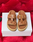 Sandal Flat Cinnamon Brown Canvas