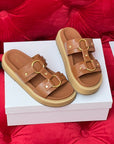 Sandal Flat Cinnamon Brown Canvas