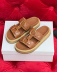 Sandal Flat Cinnamon Brown Canvas