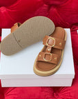 Sandal Flat Cinnamon Brown Canvas