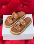 Sandal Flat Cinnamon Brown Canvas