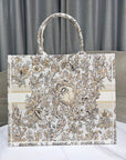CD Book Tote 41.5 Beige White Canvas