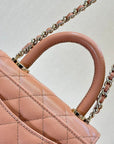 CC 24K Coco Handle Nano 14.5cm Begie Grained Calfskin Gold Hardware