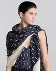MISS DIOR ALLOVER SHAWL 140 CM IN BLACK MIX WHITE SILK CASHMERE 411629