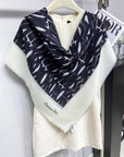 MISS DIOR ALLOVER SHAWL 140 CM IN BLACK MIX WHITE SILK CASHMERE 411629