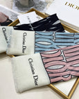 MISS DIOR ALLOVER SHAWL 140 CM IN BLACK MIX WHITE SILK CASHMERE 411629
