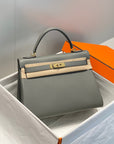 HM KELLY 25CM GRAY TOGO GOLD HARDWARE
